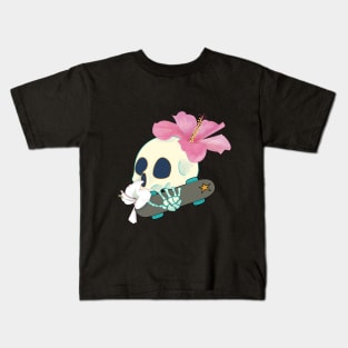 Cuban Flowers - skull Kids T-Shirt